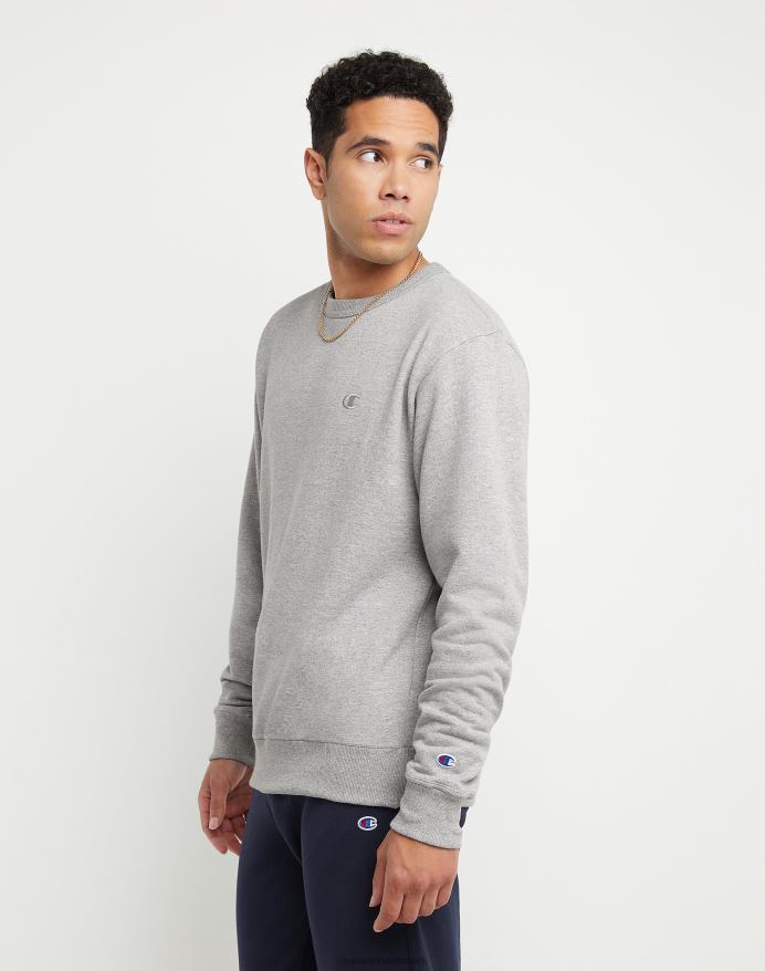 Champion powerblend fleece crew c logo V6J6651 oxford grå