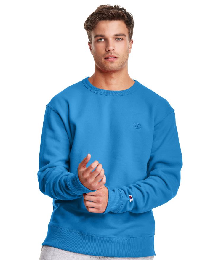 Champion powerblend fleece crew c logo V6J6658 blå jay