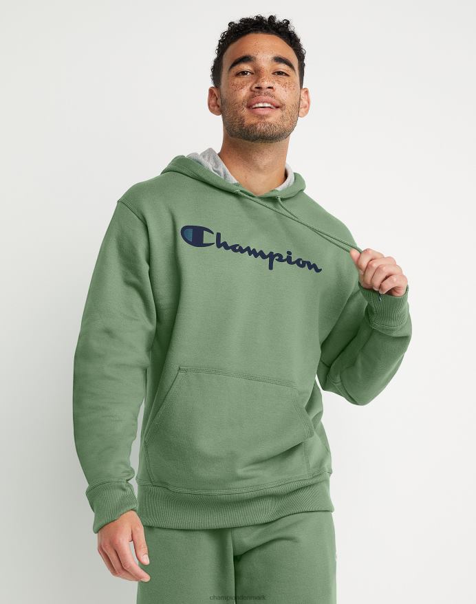 Champion powerblend fleece hættetrøje script logo V6J6659 alt om oliven