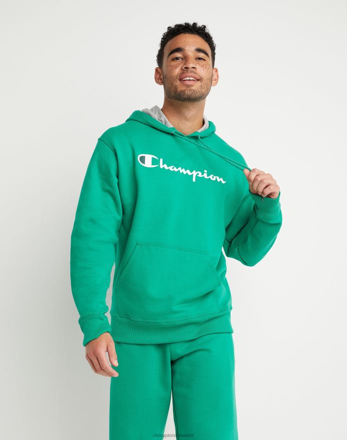 Champion powerblend fleece hættetrøje script logo V6J6662 grøn vin