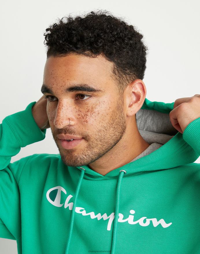 Champion powerblend fleece hættetrøje script logo V6J6662 grøn vin