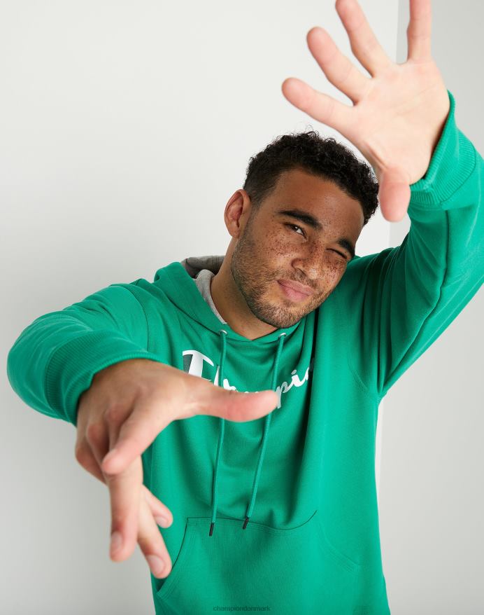 Champion powerblend fleece hættetrøje script logo V6J6662 grøn vin
