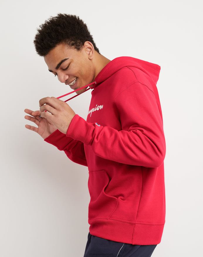 Champion powerblend fleece hættetrøje script logo V6J6664 rød sten