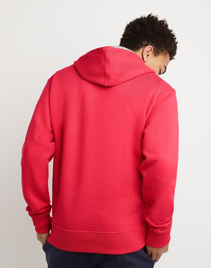 Champion powerblend fleece hættetrøje script logo V6J6664 rød sten