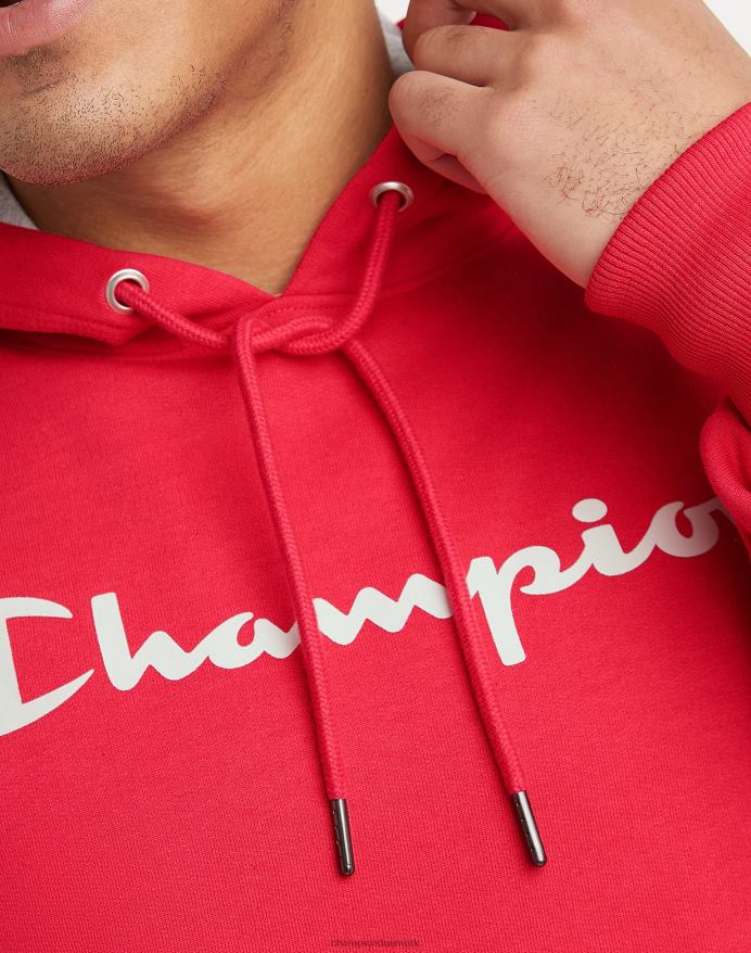 Champion powerblend fleece hættetrøje script logo V6J6664 rød sten