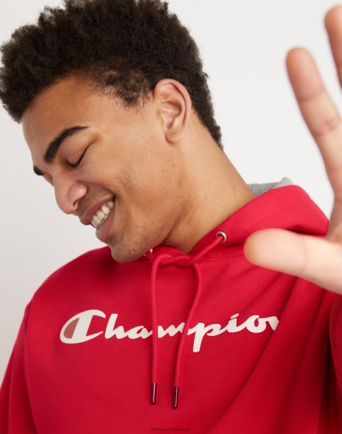 Champion powerblend fleece hættetrøje script logo V6J6664 rød sten
