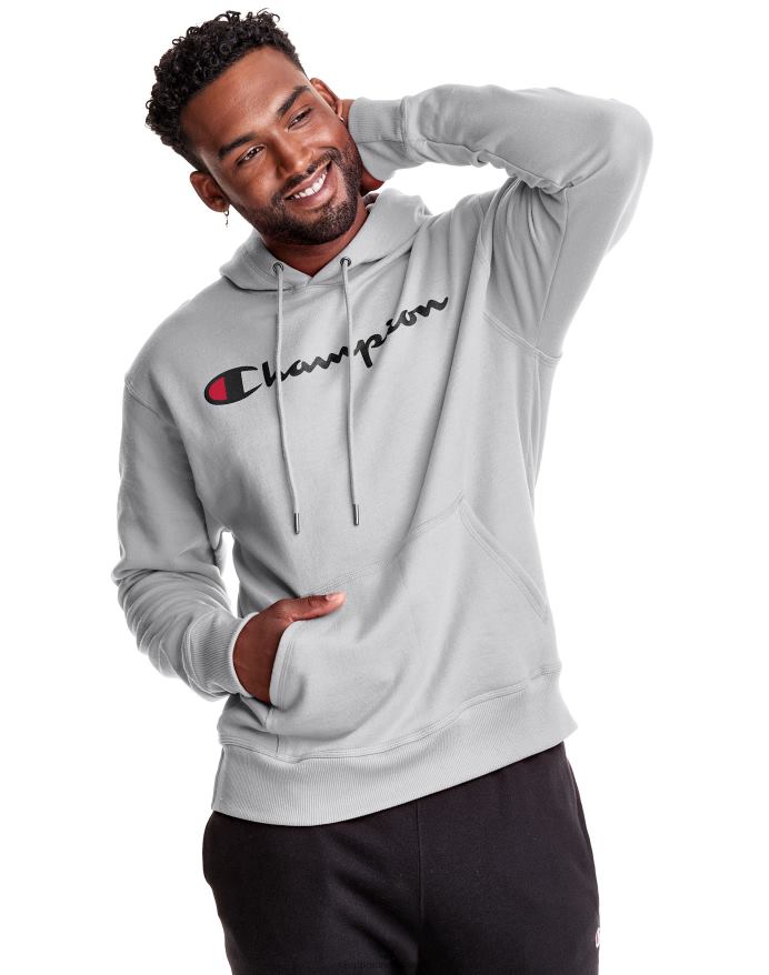 Champion powerblend hættetrøje script logo V6J66135 oxford grå
