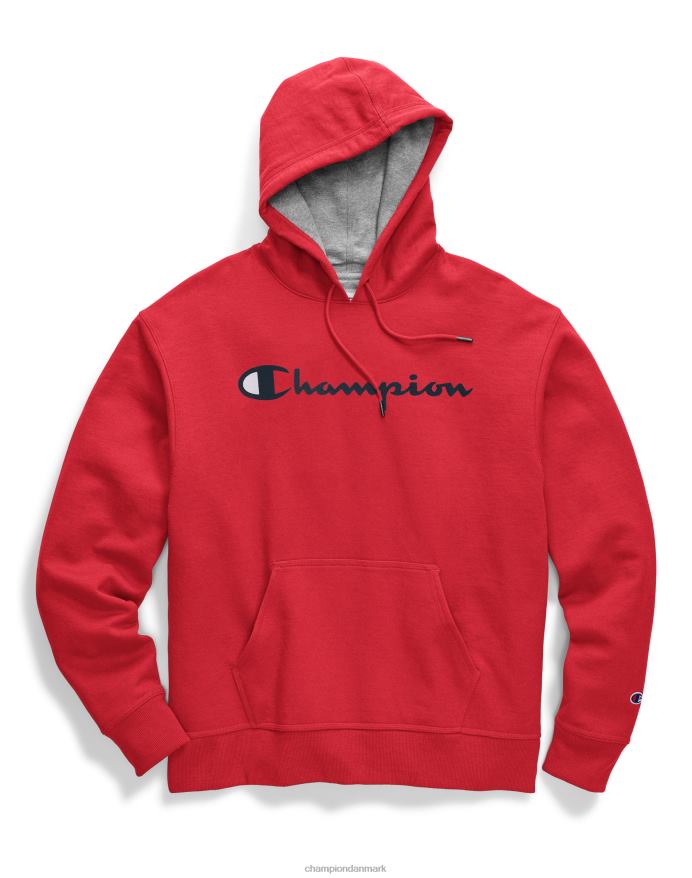 Champion powerblend hættetrøje script logo V6J66140 hold rød skarlagen