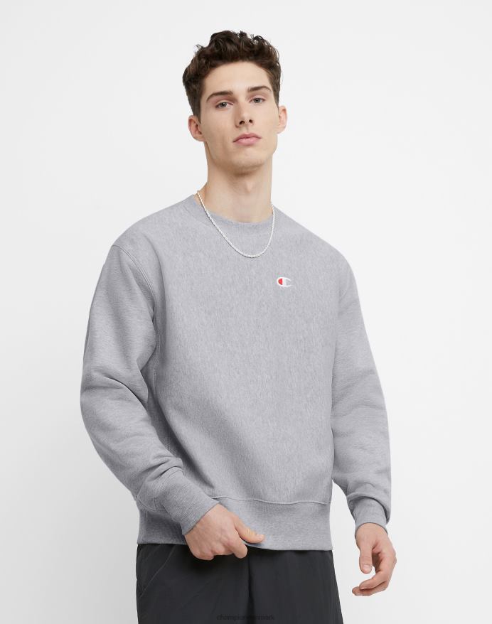 Champion reverse weave crew c logo patch V6J6620 oxford grå