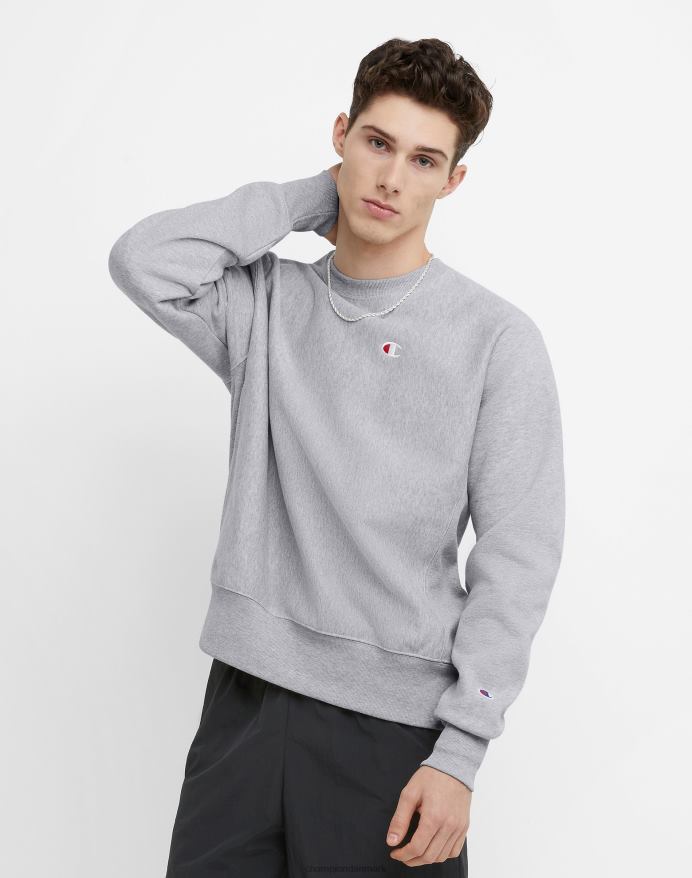 Champion reverse weave crew c logo patch V6J6620 oxford grå