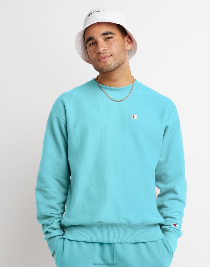 Champion reverse weave crew c logo patch V6J6622 akvarel blåt lys