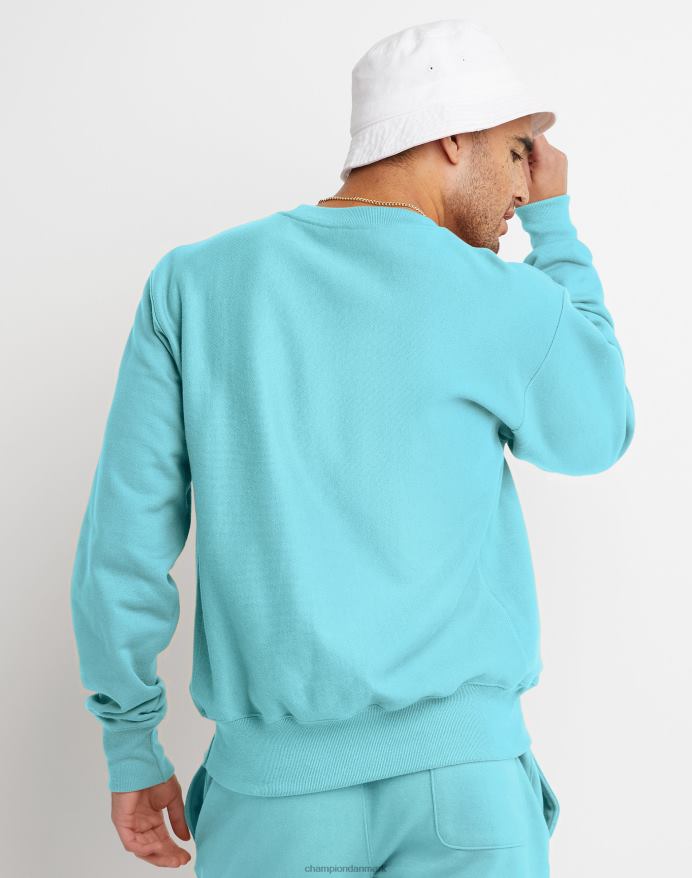 Champion reverse weave crew c logo patch V6J6622 akvarel blåt lys