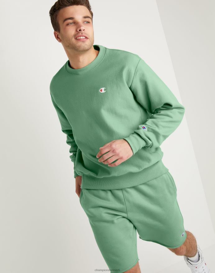 Champion reverse weave crew c logo patch V6J6624 indfødt bregnegrøn
