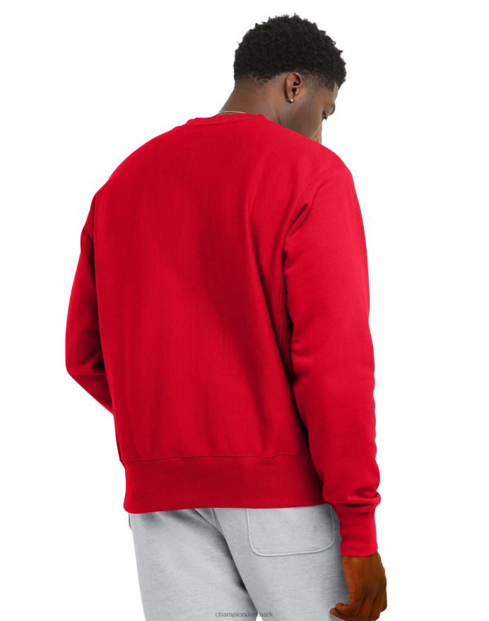 Champion reverse weave crew c logo patch V6J6629 hold rød skarlagen