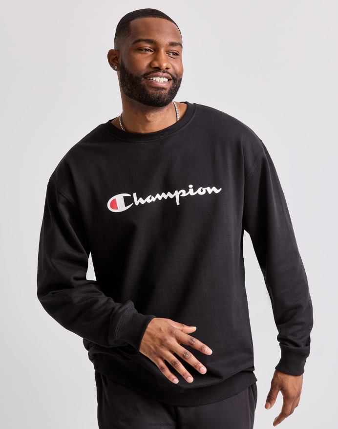 Champion store og høje powerblend crew klassiske script logo V6J6689 sort