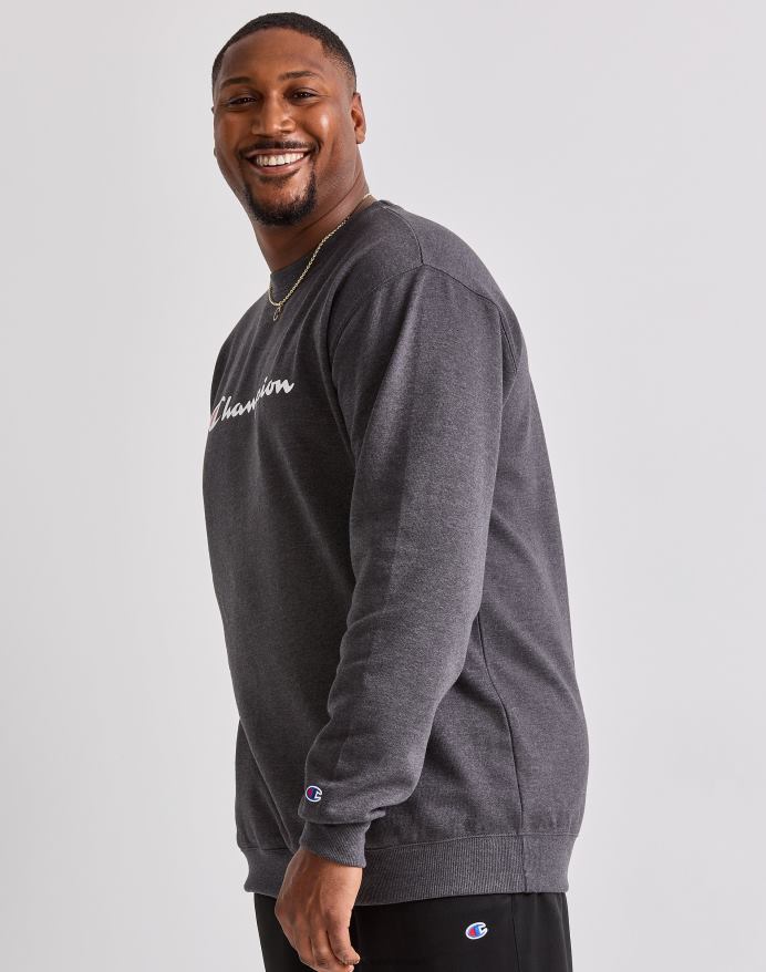 Champion store og høje powerblend crew klassiske script logo V6J6690 granitlyng