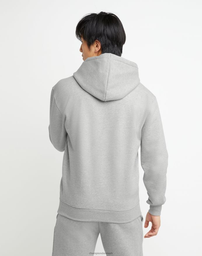 Champion super fleece hættetrøje med høj densitet blæk script med hævede mini-folie logoer V6J66169 oxford grå