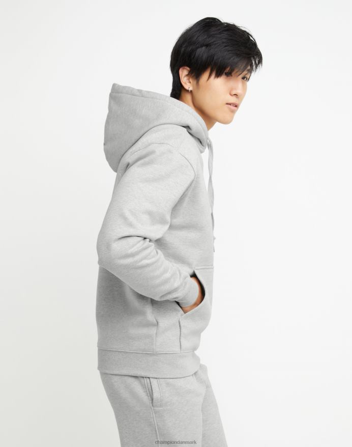 Champion super fleece hættetrøje med høj densitet blæk script med hævede mini-folie logoer V6J66169 oxford grå