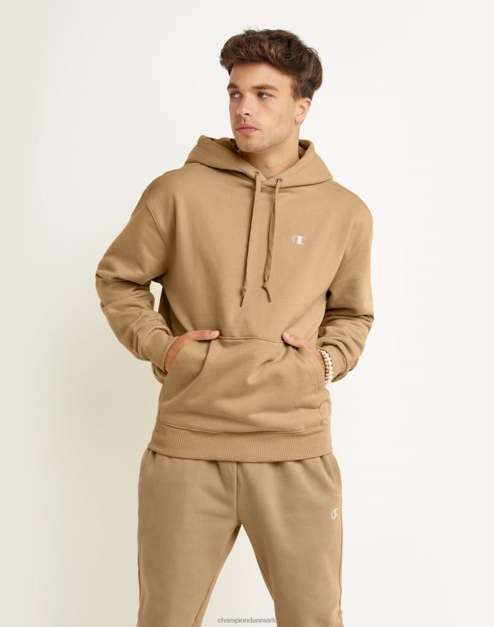 original champion super fleece hætte broderet c logo V6J66116 fuld hvede khaki