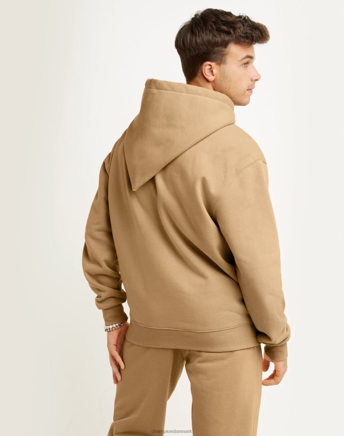 original champion super fleece hætte broderet c logo V6J66116 fuld hvede khaki