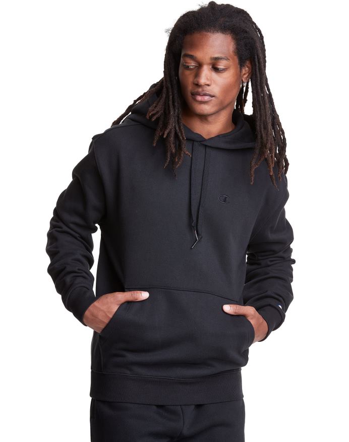 original champion super fleece hætte broderet c logo V6J66117 sort