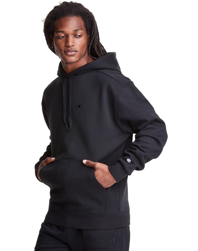 original champion super fleece hætte broderet c logo V6J66117 sort