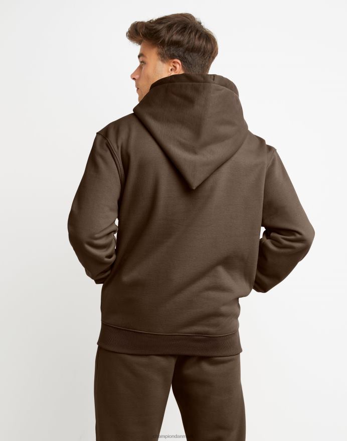 original champion super fleece hætte broderet c logo V6J66118 varm chokoladebrun
