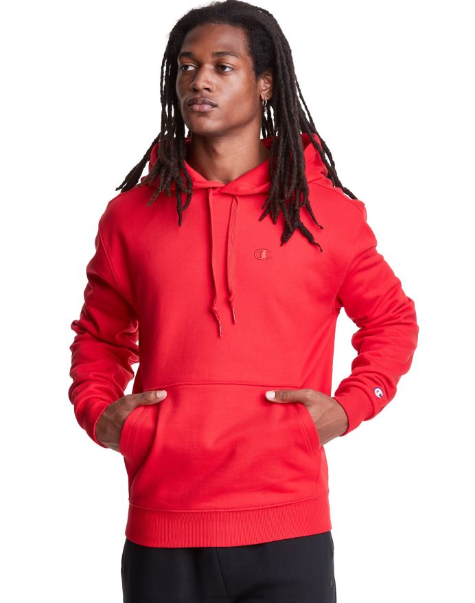 original champion super fleece hætte broderet c logo V6J66119 rød