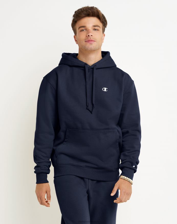 original champion super fleece hætte broderet c logo V6J66120 atletisk flåde