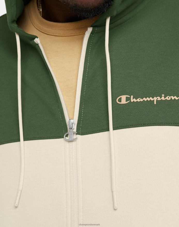Champion flex colorblock hættetrøje V6J66173 cargo oliven/hvid/frisk tan
