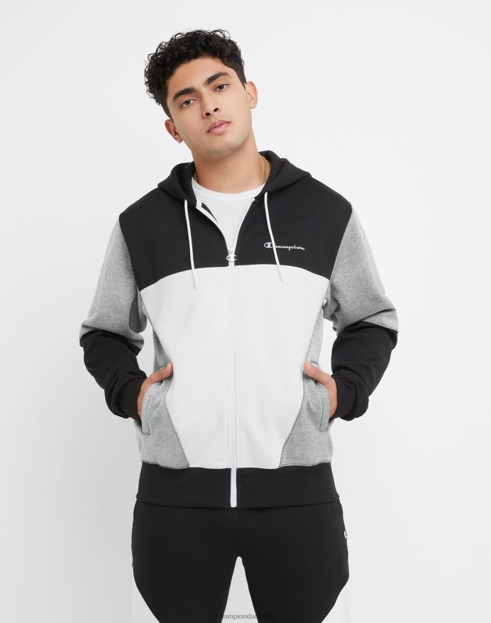 Champion flex colorblock hættetrøje V6J66174 sort/hvid/oxfordgrå