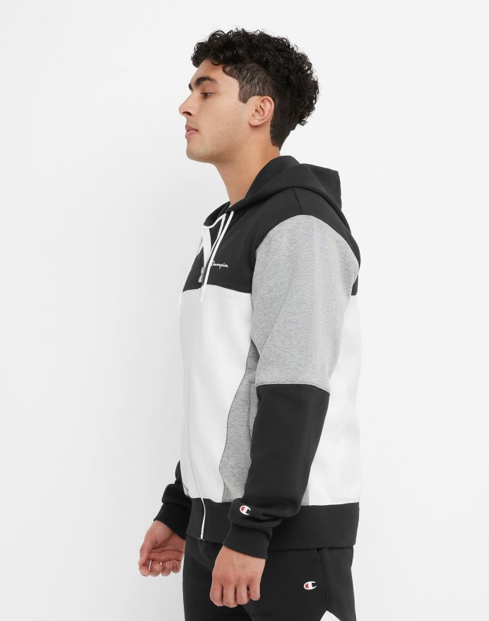Champion flex colorblock hættetrøje V6J66174 sort/hvid/oxfordgrå