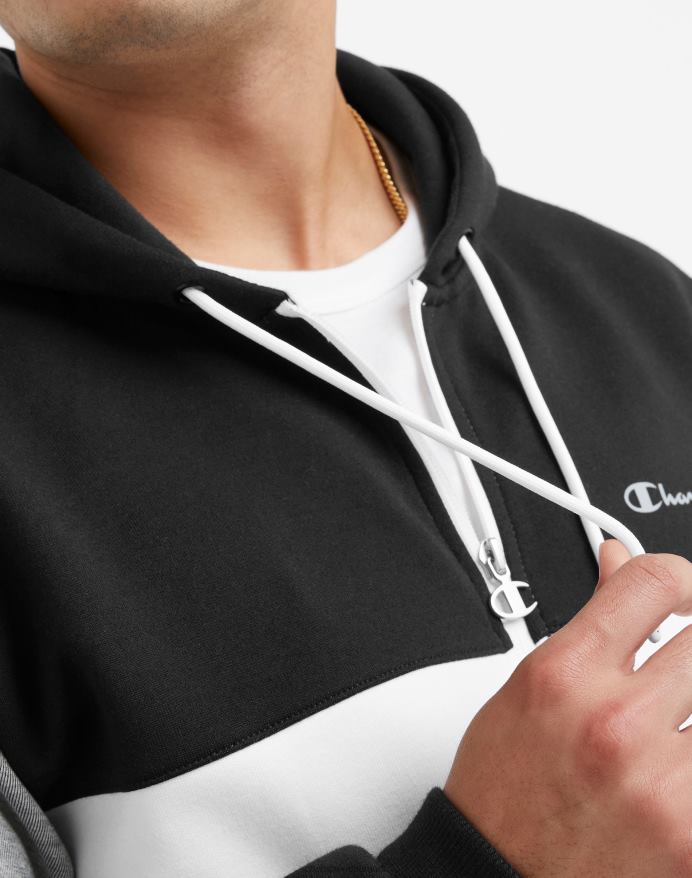 Champion flex colorblock hættetrøje V6J66174 sort/hvid/oxfordgrå