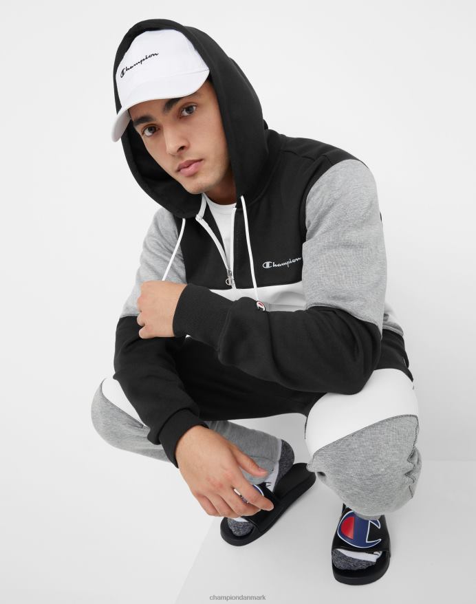 Champion flex colorblock hættetrøje V6J66174 sort/hvid/oxfordgrå