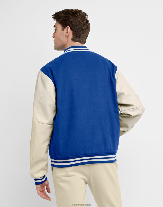 Champion letterman jakke stor c V6J66175 kongeblå blast/frisk tan
