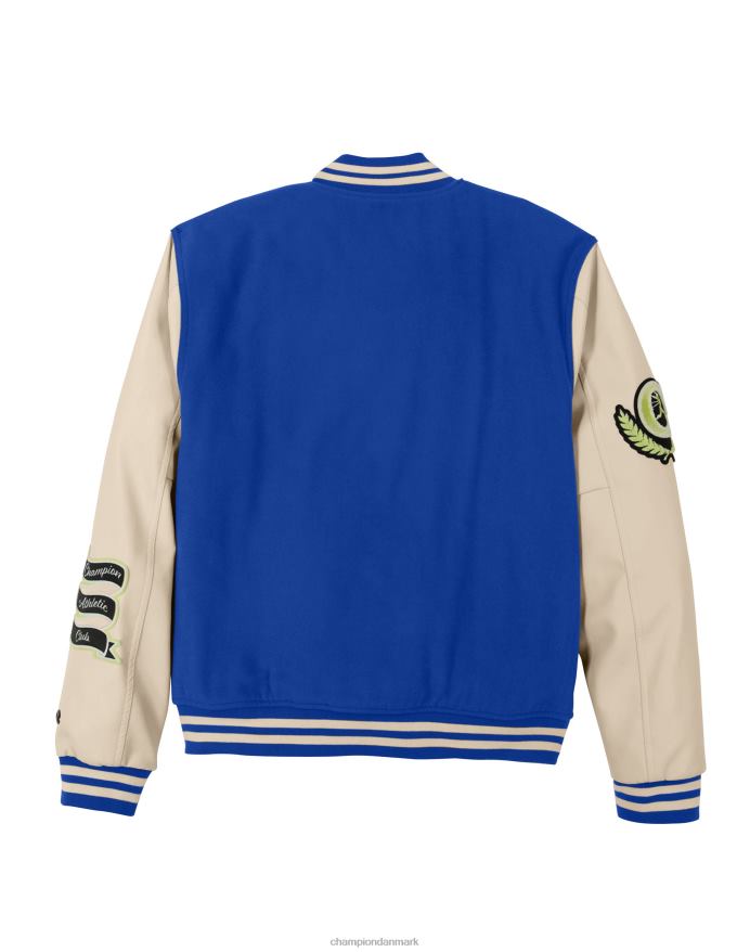 Champion letterman jakke stor c V6J66175 kongeblå blast/frisk tan