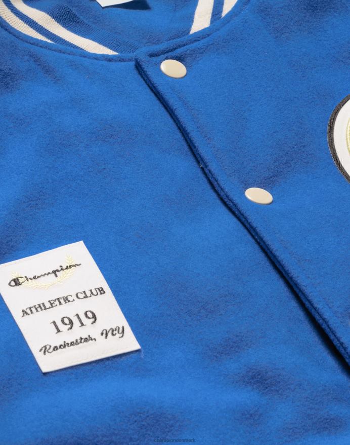 Champion letterman jakke stor c V6J66175 kongeblå blast/frisk tan