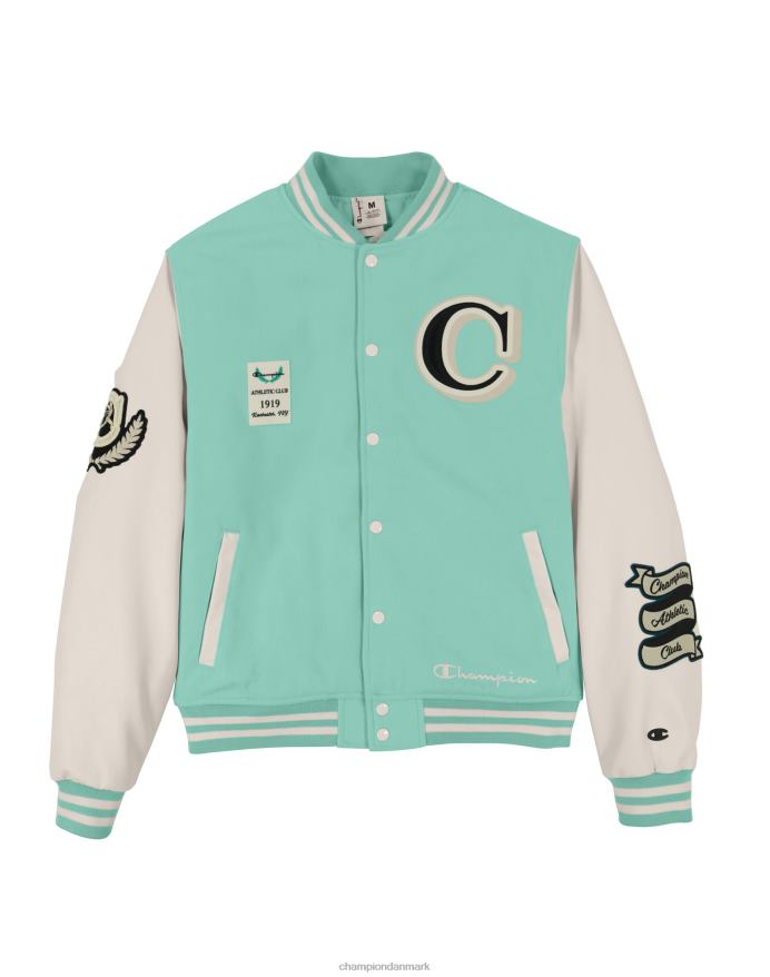 Champion letterman jakke stor c V6J66176 ren mynte/kridhvid