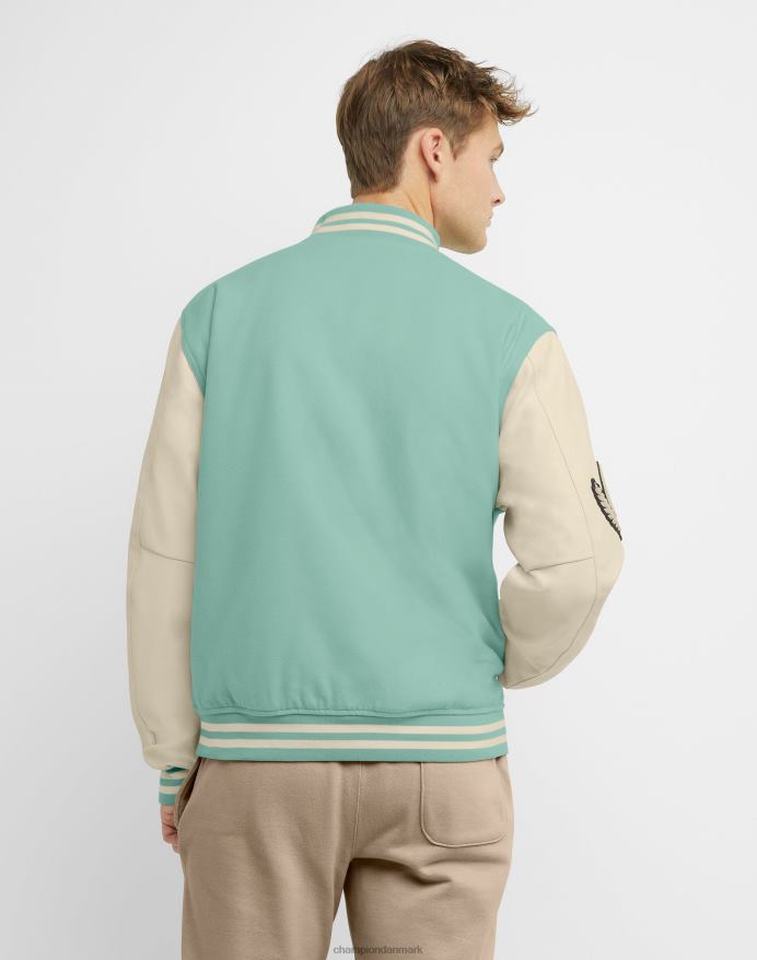 Champion letterman jakke stor c V6J66176 ren mynte/kridhvid