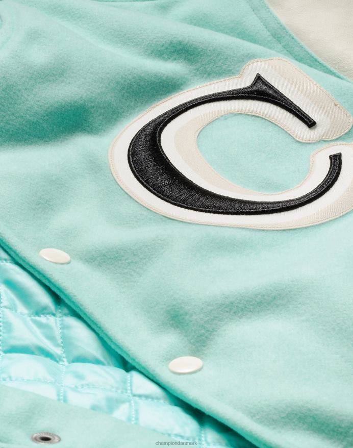 Champion letterman jakke stor c V6J66176 ren mynte/kridhvid