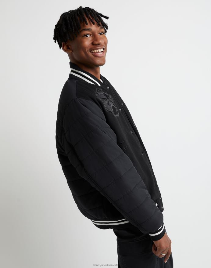 Champion premium lettermans jakke kollegialt broderet grafik på twill V6J66198 sort