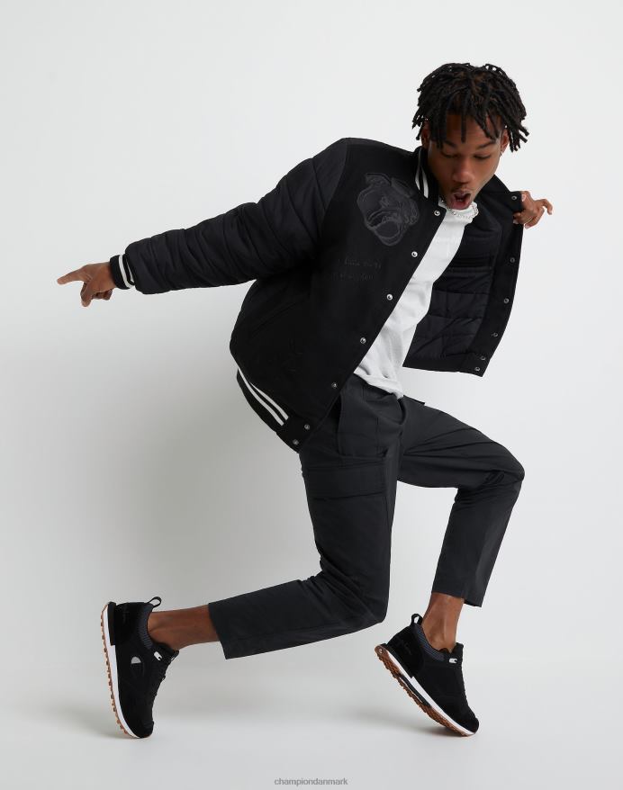 Champion premium lettermans jakke kollegialt broderet grafik på twill V6J66198 sort