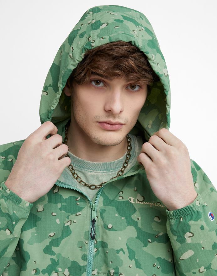 Champion ripstop anorakjakke script camo V6J66172 cc camo alt om oliven