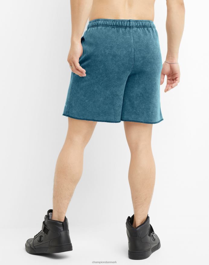 Champion acid wash shorts bølget logo 7 V6J66406 syrevask fin turkis