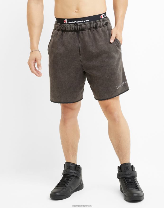 Champion acid wash shorts bølget logo 7 V6J66407 syrevask sort