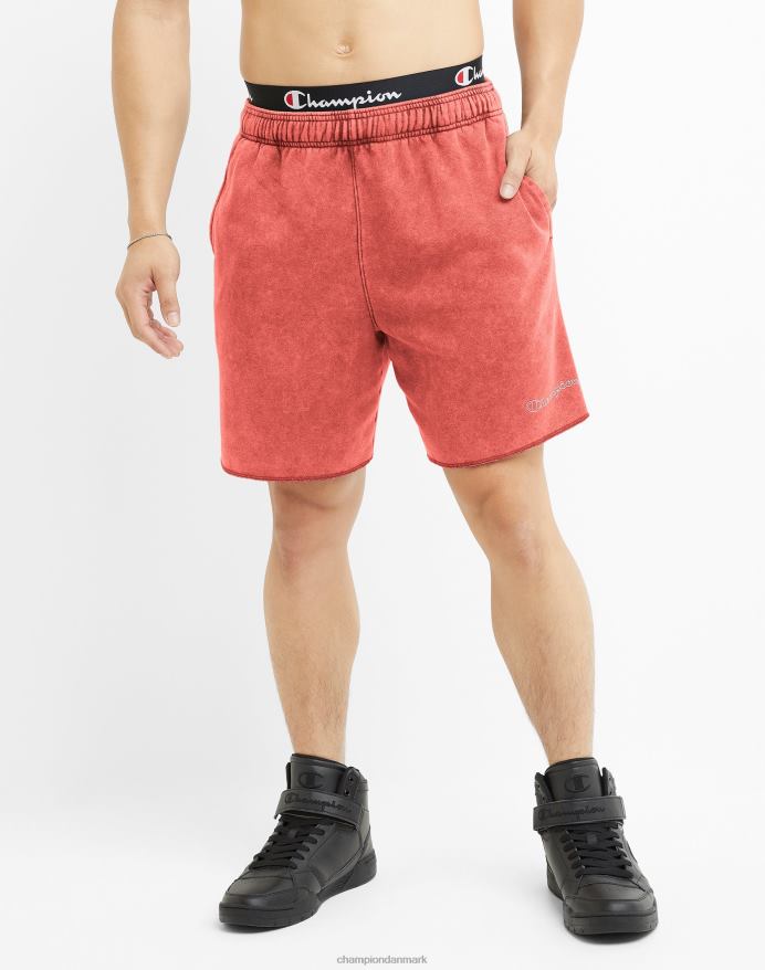 Champion acid wash shorts bølget logo 7 V6J66409 syre vask solar crimson