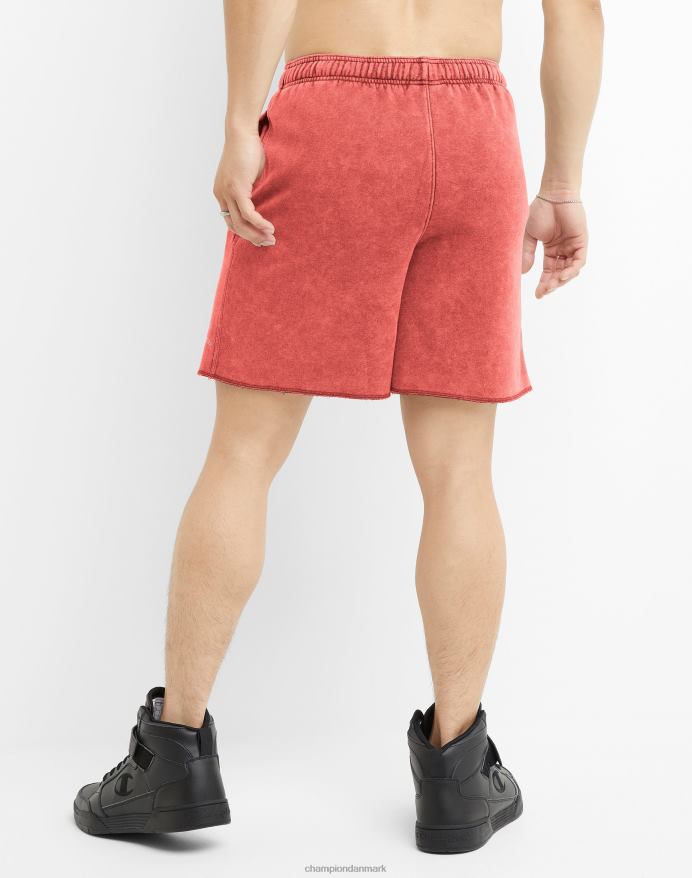 Champion acid wash shorts bølget logo 7 V6J66409 syre vask solar crimson