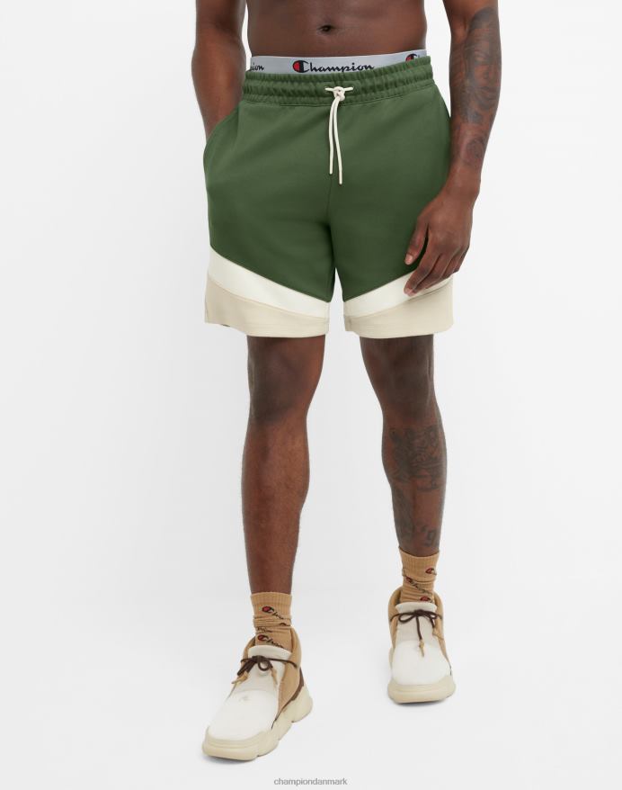 Champion flex shorts farveblokeret 9 V6J66375 cargo oliven/hvid/frisk tan
