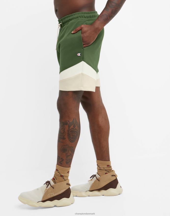 Champion flex shorts farveblokeret 9 V6J66375 cargo oliven/hvid/frisk tan