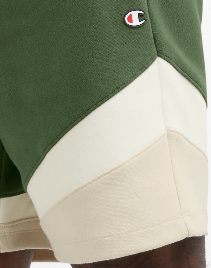 Champion flex shorts farveblokeret 9 V6J66375 cargo oliven/hvid/frisk tan